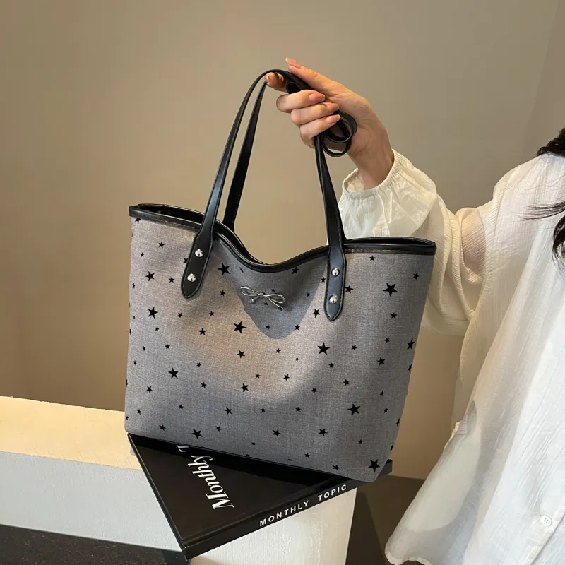 CMLZIUA Fabric Shoulder Bag Regular Women's Bowknot/Stars/Polka Dot/Heart-19