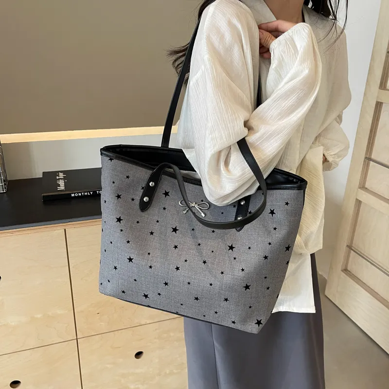 CMLZIUA Fabric Shoulder Bag Regular Women's Bowknot/Stars/Polka Dot/Heart-17