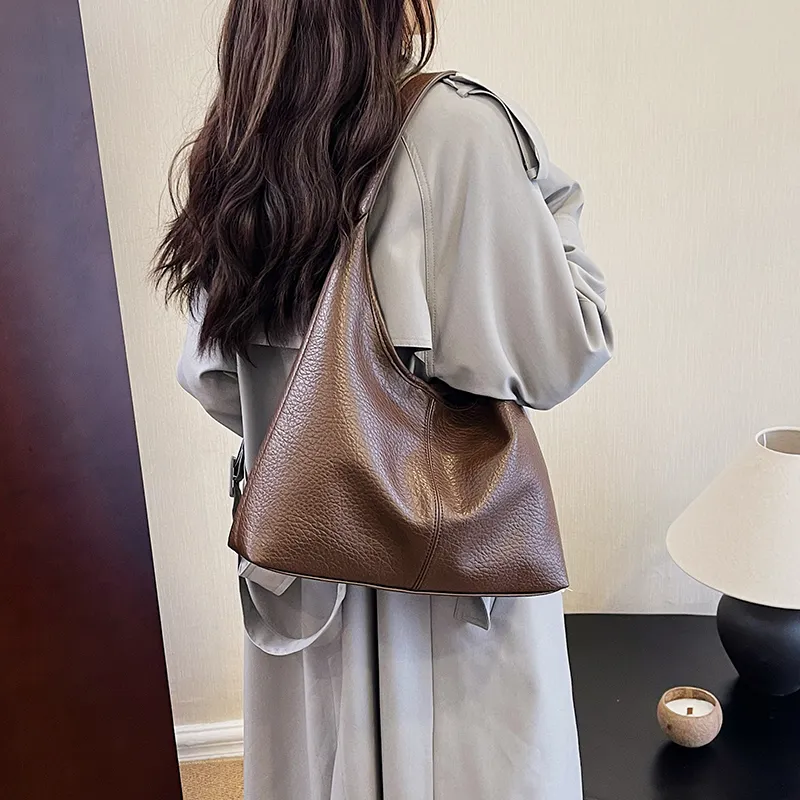 Ji Reminiscence PU Shoulder Bag Women's Black/Khaki/Coffee/Brown-8