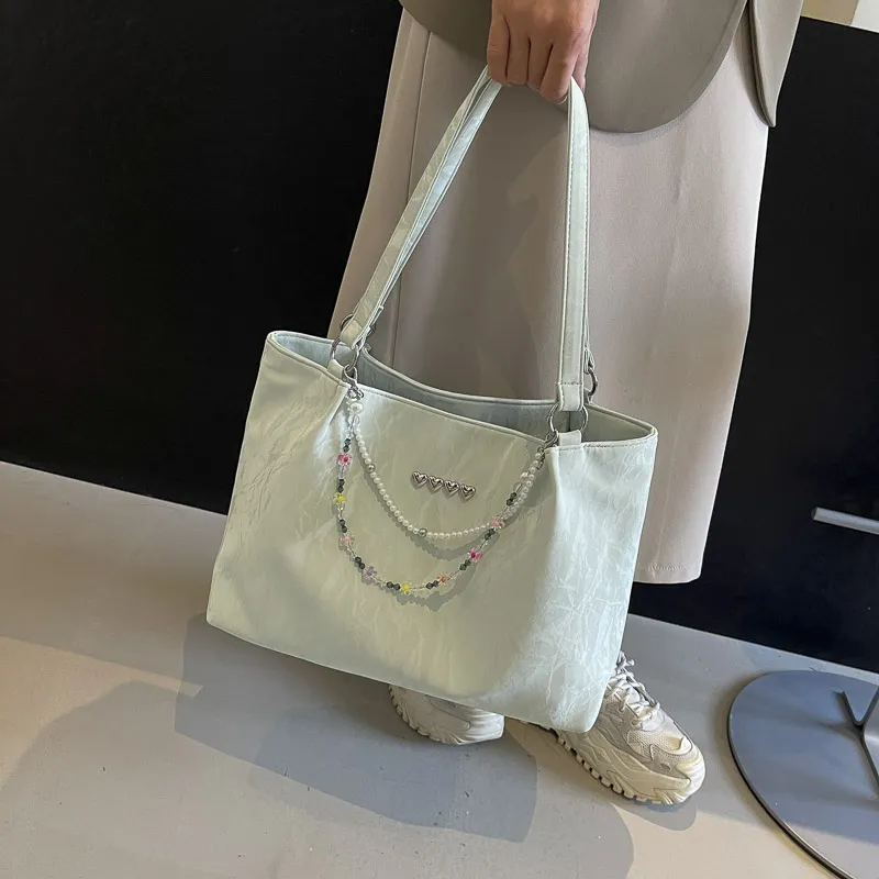 Ji Reminiscence PU Shoulder Bag Women's Ecru/Silver/Black/Green-20