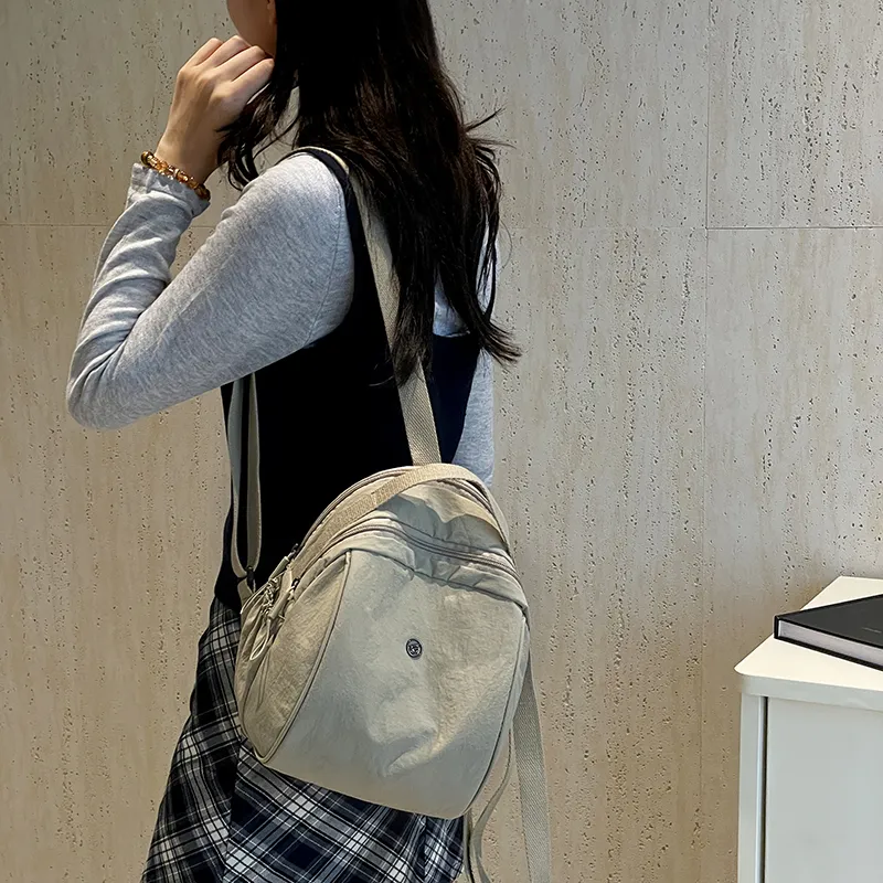 Ji Reminiscence Nylon Backpack Unisex Black Cocoa Pearl Matcha Sponge Cotton Creamy Egg Yolk Fringe Vanilla Cream-5
