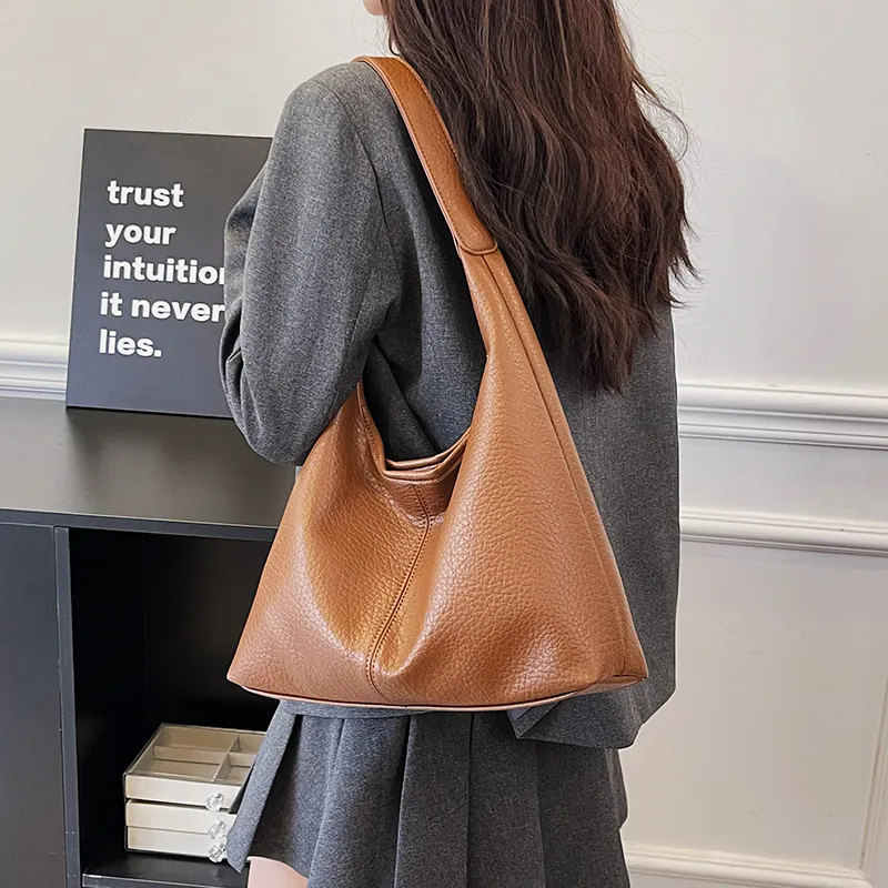 Ji Reminiscence PU Shoulder Bag Women's Black/Khaki/Coffee/Brown-12