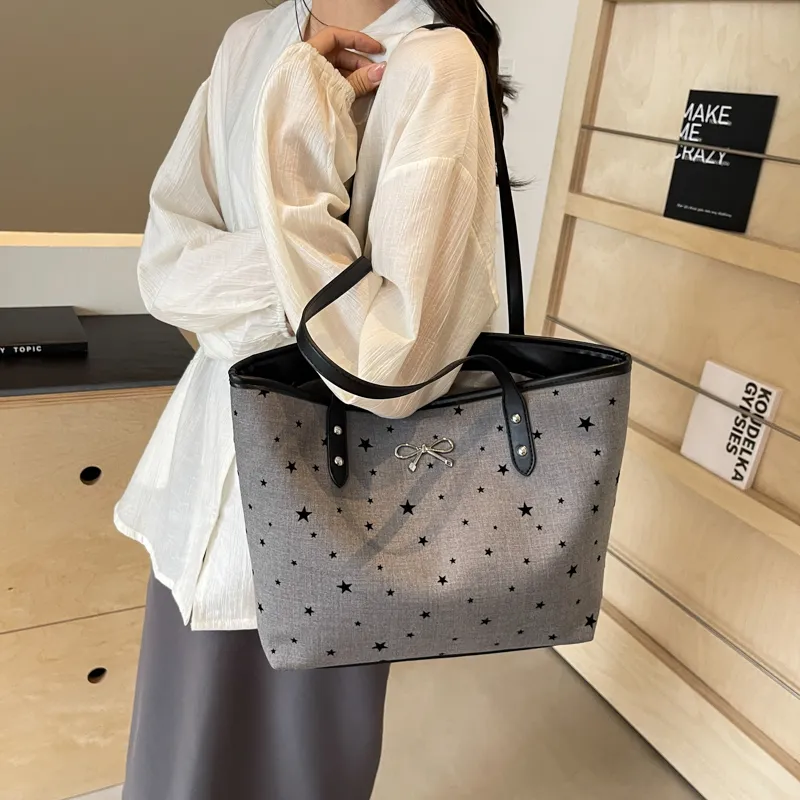 CMLZIUA Fabric Shoulder Bag Regular Women's Bowknot/Stars/Polka Dot/Heart-22