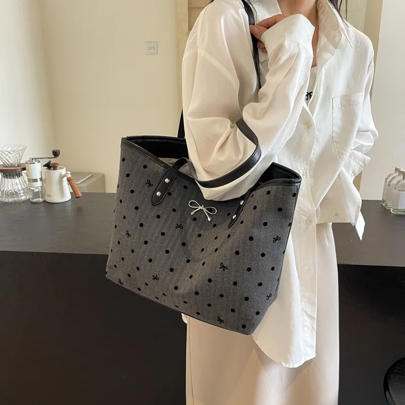 CMLZIUA Fabric Shoulder Bag Regular Women's Bowknot/Stars/Polka Dot/Heart-14