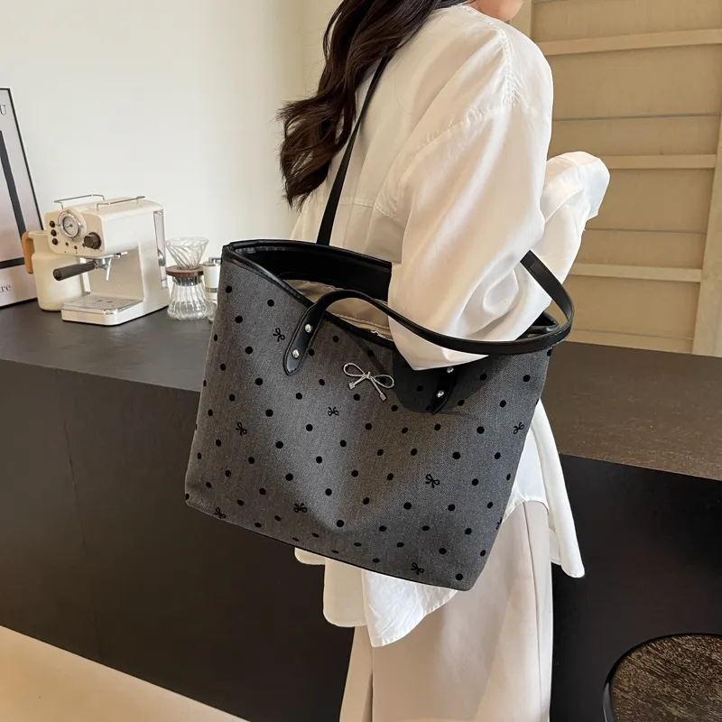CMLZIUA Fabric Shoulder Bag Regular Women's Bowknot/Stars/Polka Dot/Heart-11