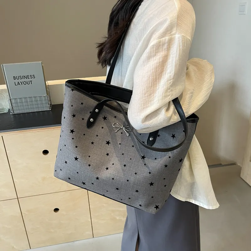 CMLZIUA Fabric Shoulder Bag Regular Women's Bowknot/Stars/Polka Dot/Heart-18