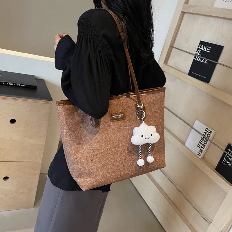 HCXK PU Shoulder Bag Women's Dark Tea/Brown/Silver/Blue & Brown-3