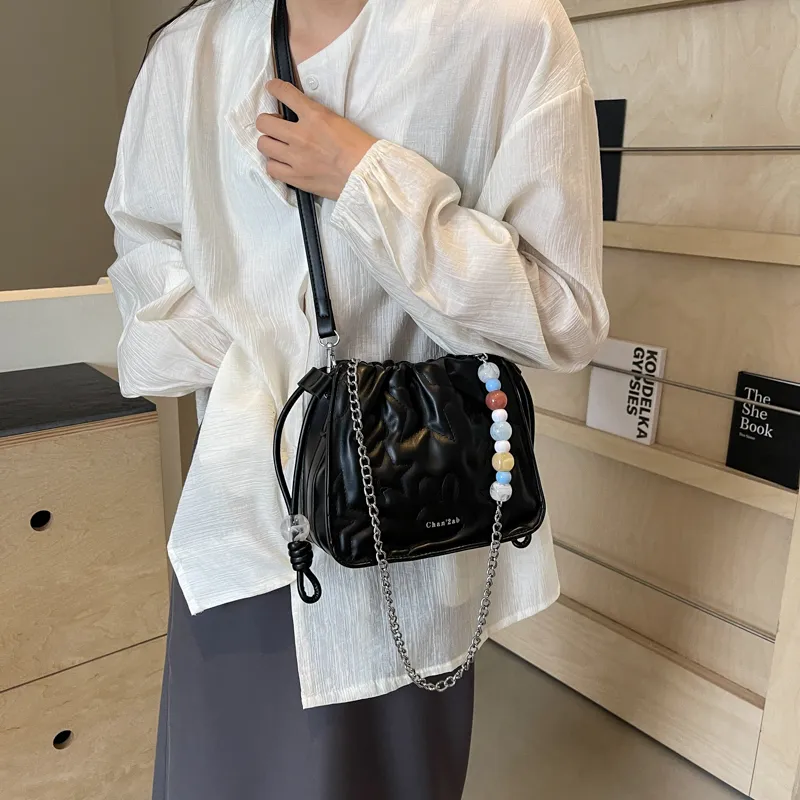 Ji Reminiscence PU Crossbody Bag, Shoulder Bag Women's Ecru/Silver/Black-11