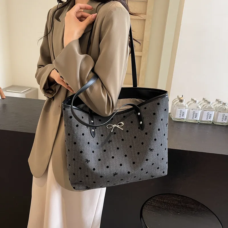 CMLZIUA Fabric Shoulder Bag Regular Women's Bowknot/Stars/Polka Dot/Heart-4