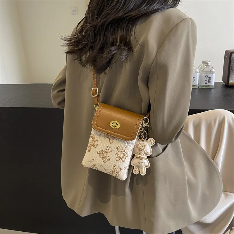Ji Reminiscence PU Shoulder Bag, Crossbody Bag Mini Women's White/Black/Pink/Brown-1
