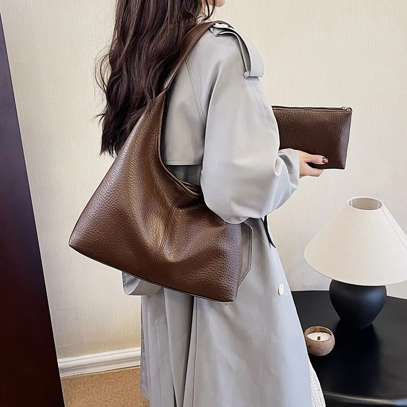 Ji Reminiscence PU Shoulder Bag Women's Black/Khaki/Coffee/Brown-10