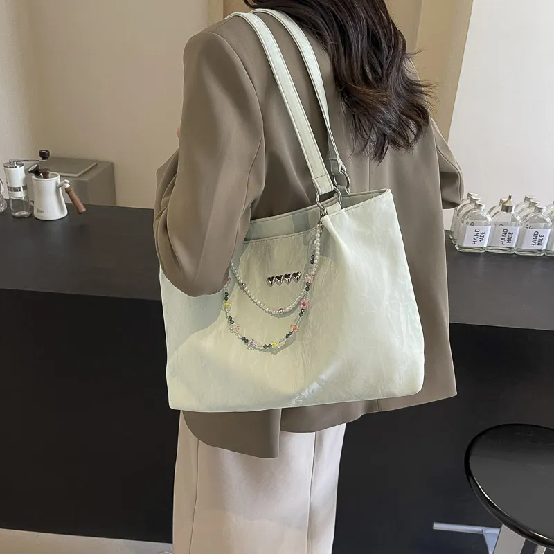 Ji Reminiscence PU Shoulder Bag Women's Ecru/Silver/Black/Green-19