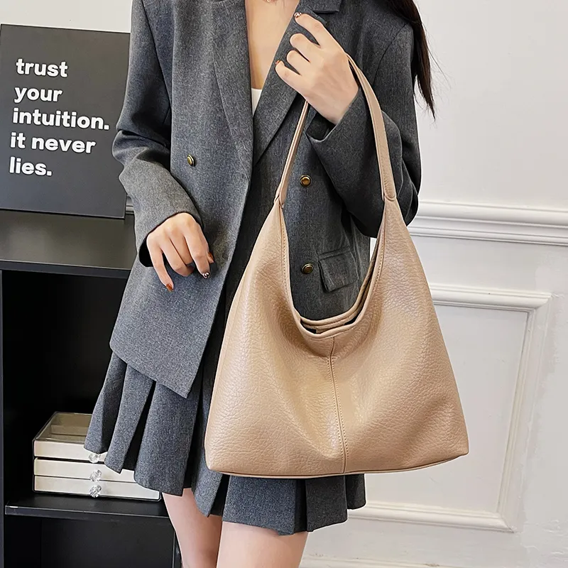 Ji Reminiscence PU Shoulder Bag Women's Black/Khaki/Coffee/Brown-6