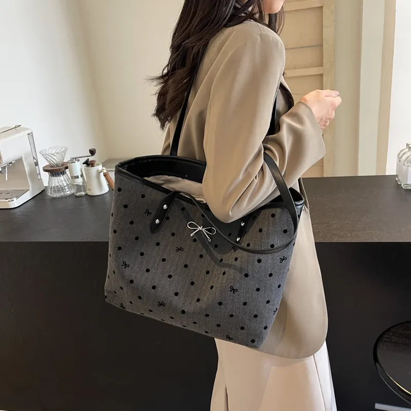 CMLZIUA Fabric Shoulder Bag Regular Women's Bowknot/Stars/Polka Dot/Heart-6