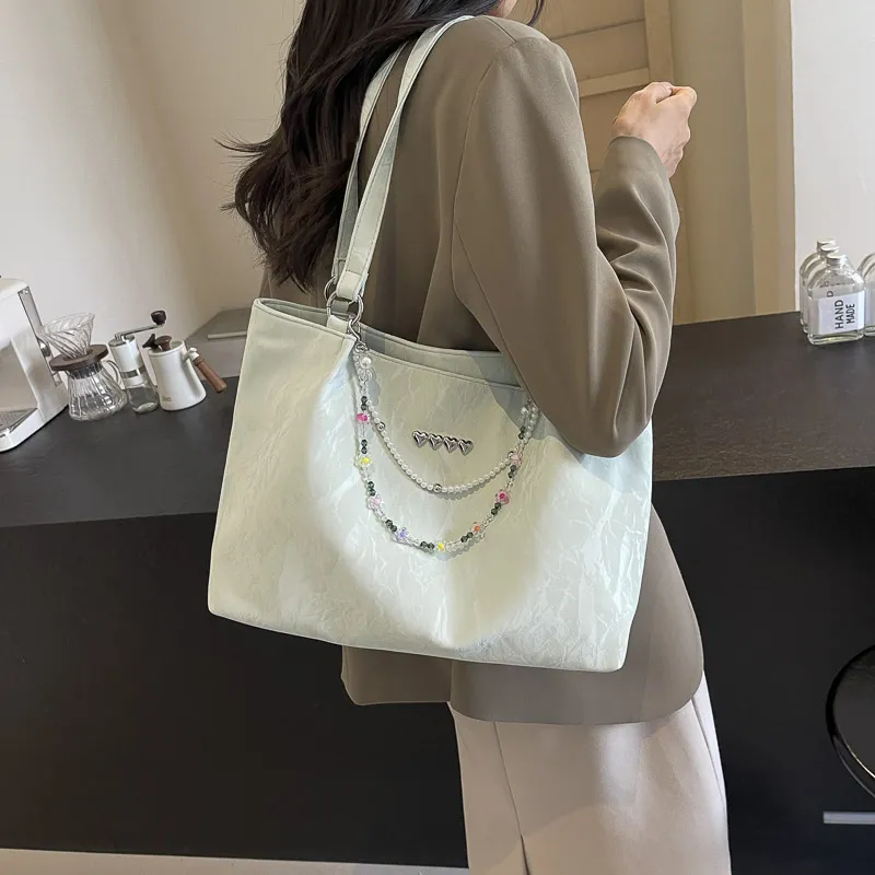 Ji Reminiscence PU Shoulder Bag Women's Ecru/Silver/Black/Green-18