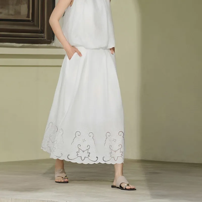Inman Casual Long Skirts Women's Pearl White-2