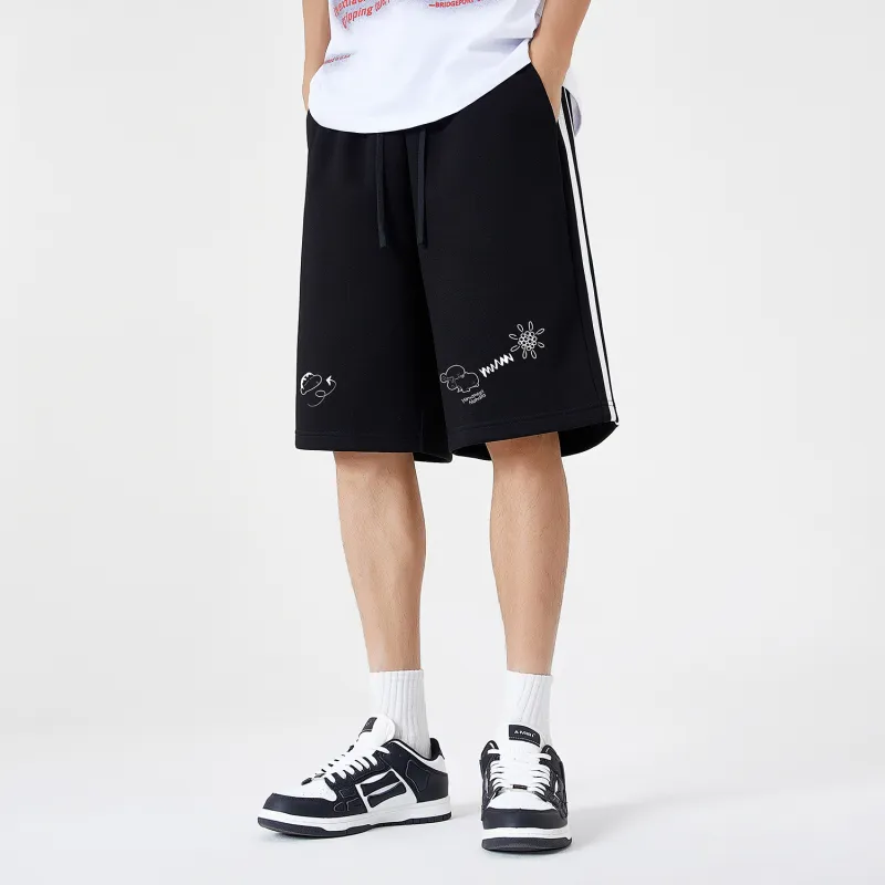 Crayon Shinchan Casual Shorts Unisex Active Black & White-4