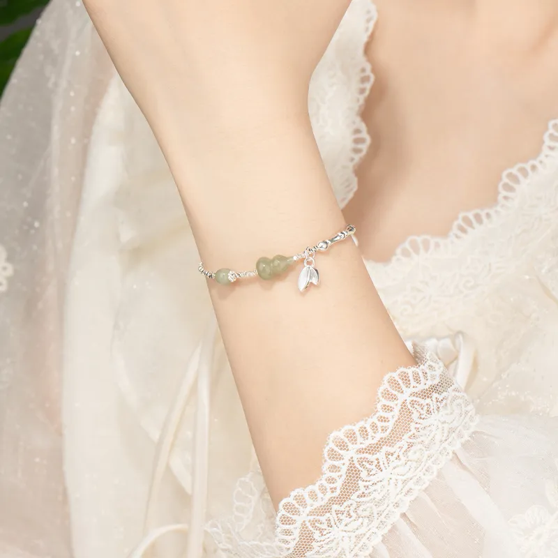 Mini&yaya Hetian Jade Bracelets Pale Greenish White Jade Women's-2