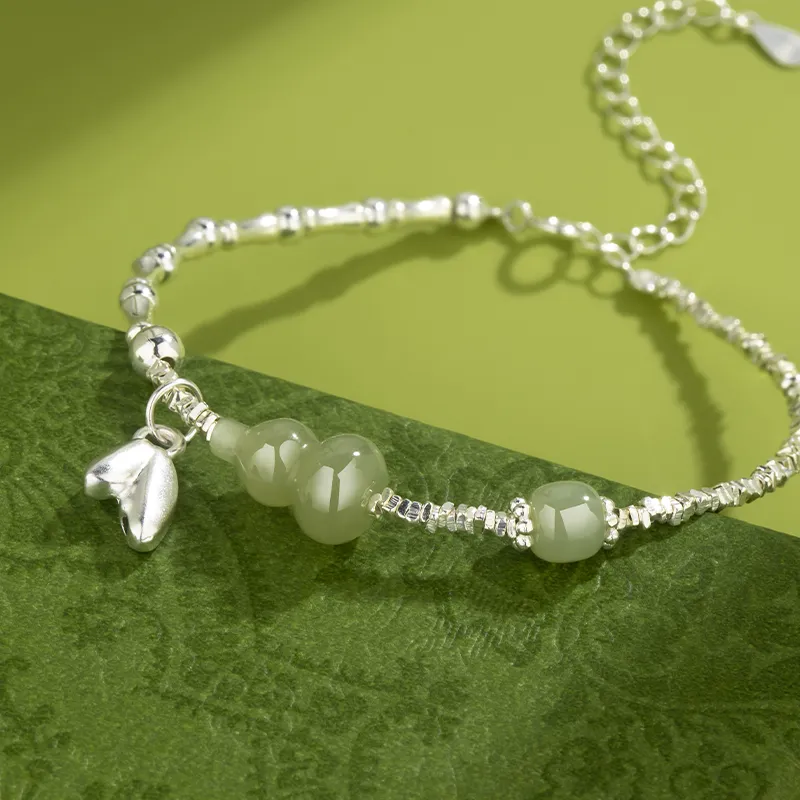 Mini&yaya Hetian Jade Bracelets Pale Greenish White Jade Women's-4