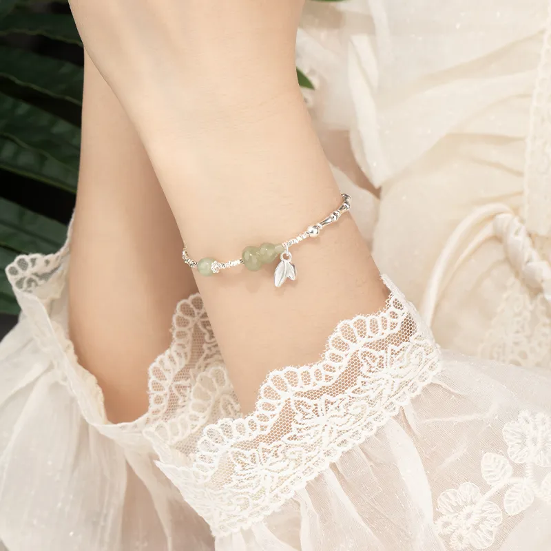 Mini&yaya Hetian Jade Bracelets Pale Greenish White Jade Women's-6