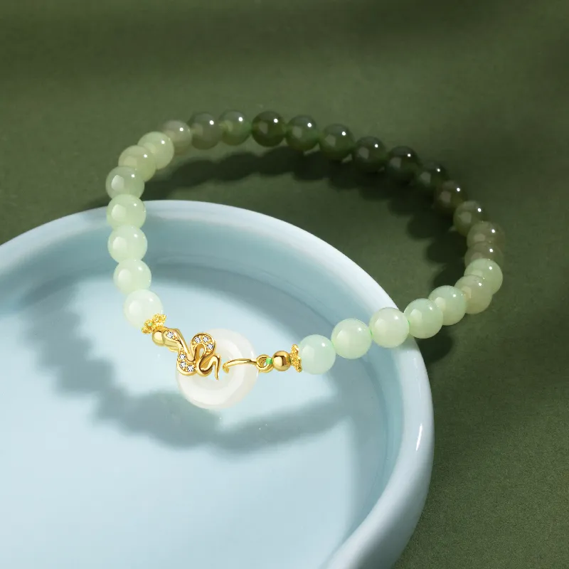 Mini&yaya Hetian Jade Bracelets Pale Greenish White Jade Women's-3
