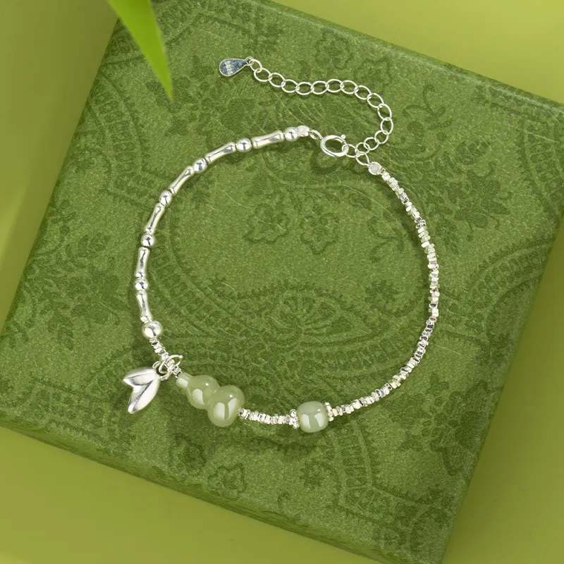 Mini&yaya Hetian Jade Bracelets Pale Greenish White Jade Women's-3