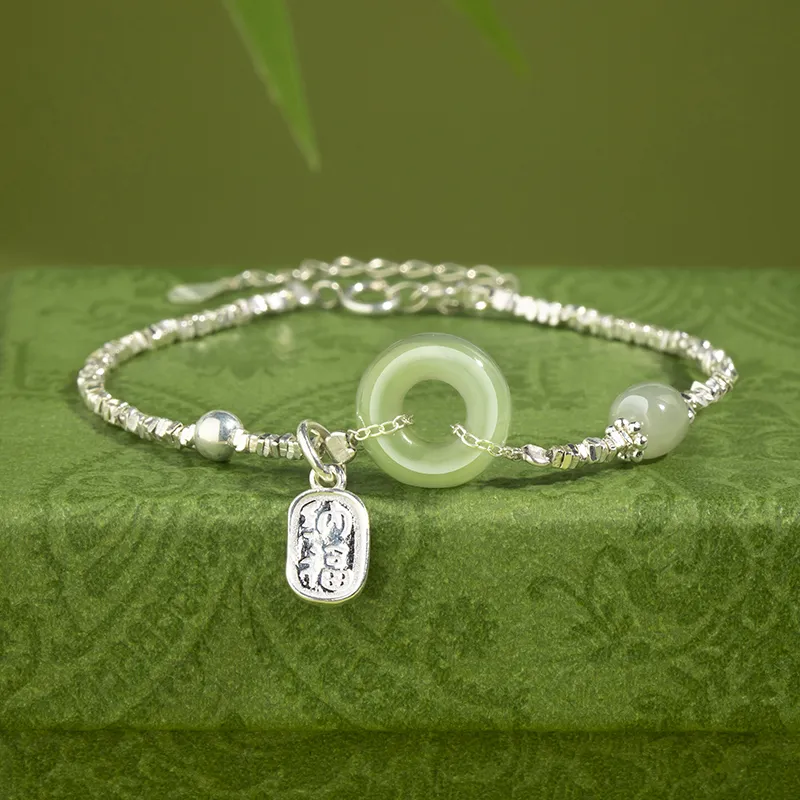 Mini&yaya Hetian Jade Bracelets Women's Pale Greenish White Jade-1
