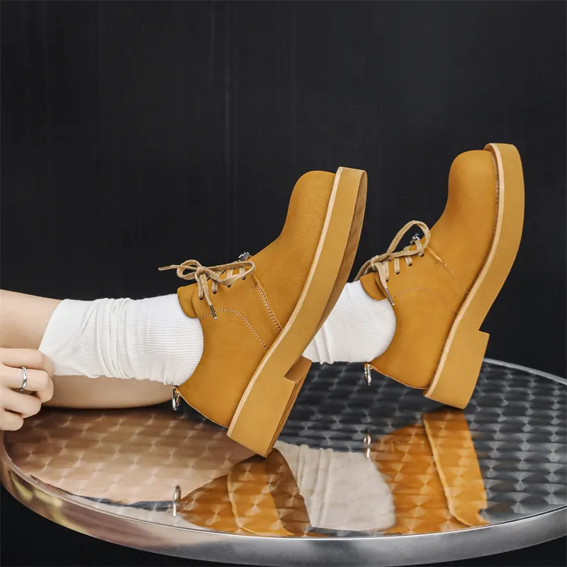 Chi Wolf Height Increasing Low-Top Casual Shoes Unisex Yellow-20