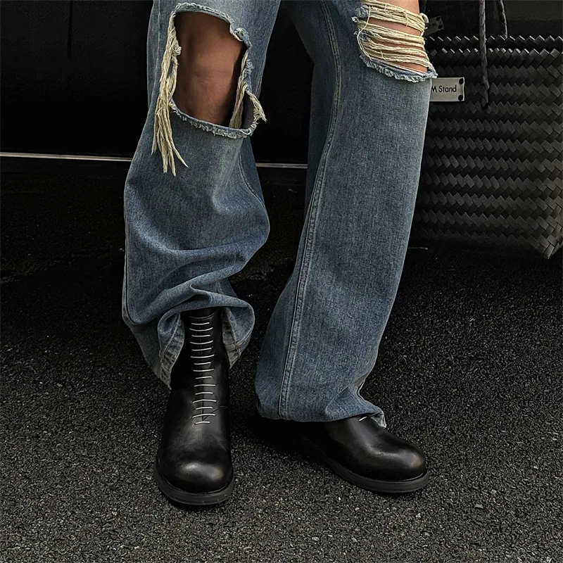 Chi Wolf Ankle Boots Men's Black-4