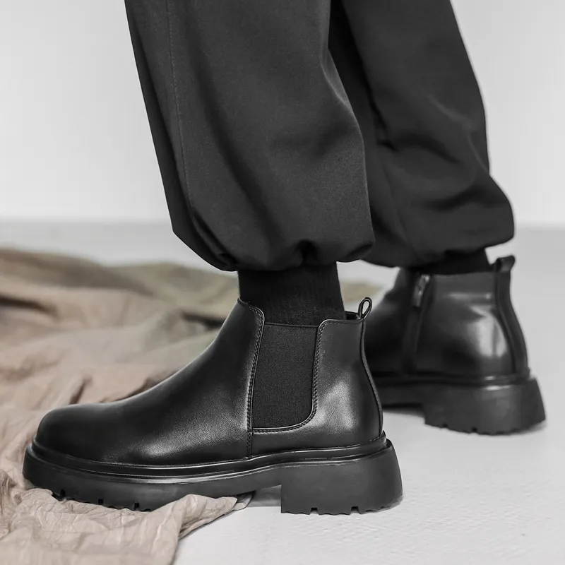 Chi Wolf Short Chelsea Boots Men's Black-6
