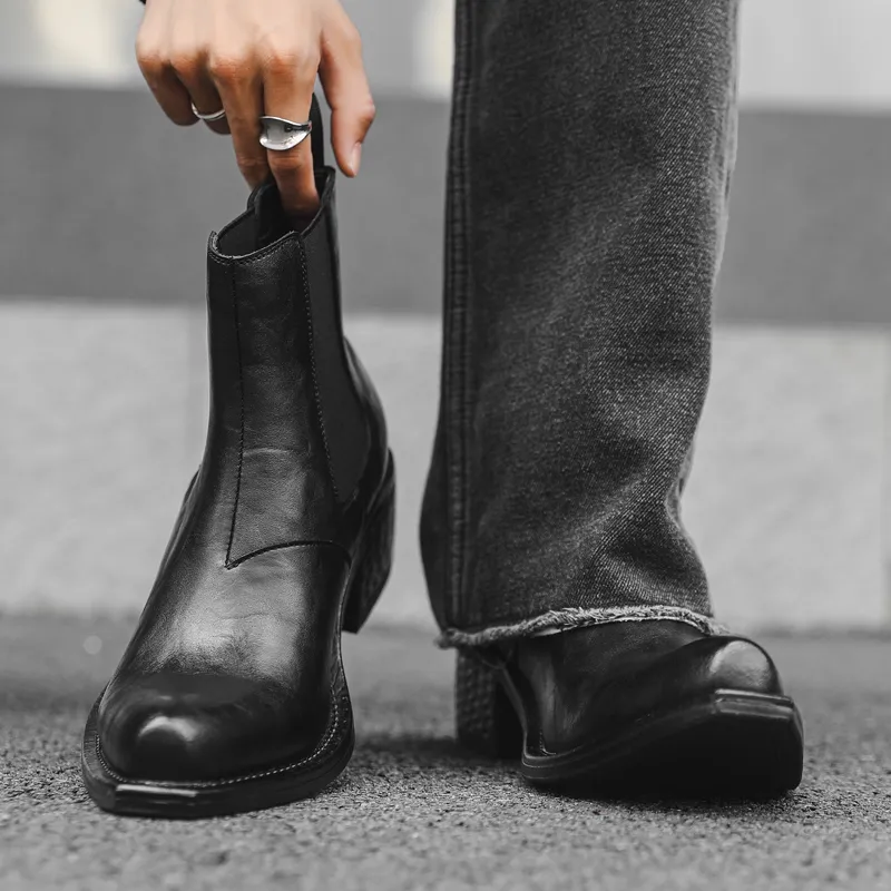 Chi Wolf Short Chelsea Boots Men's Black-10