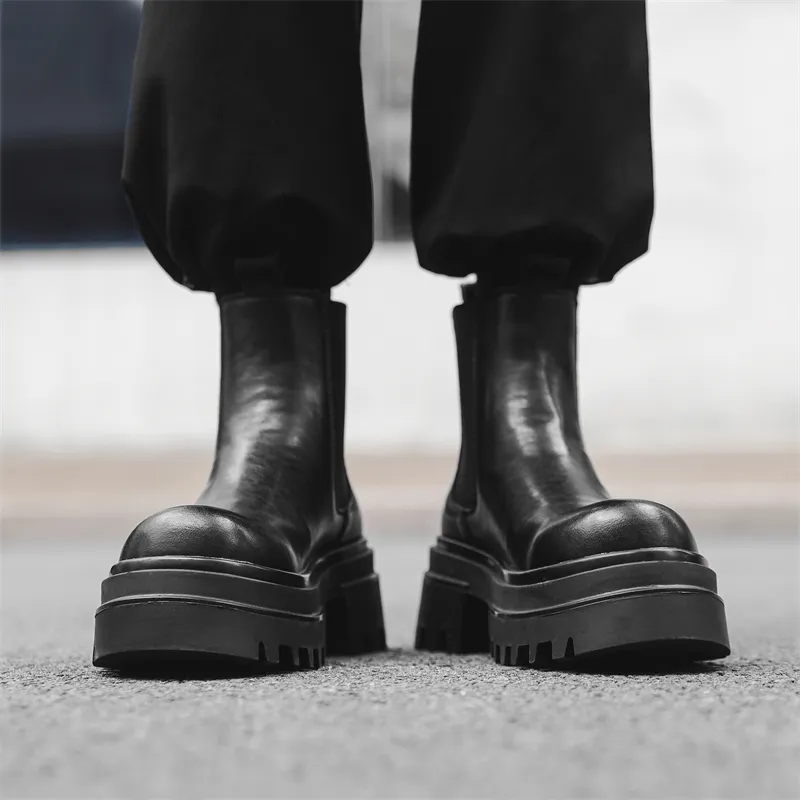 Chi Wolf Short Chelsea Boots Men's Black-4