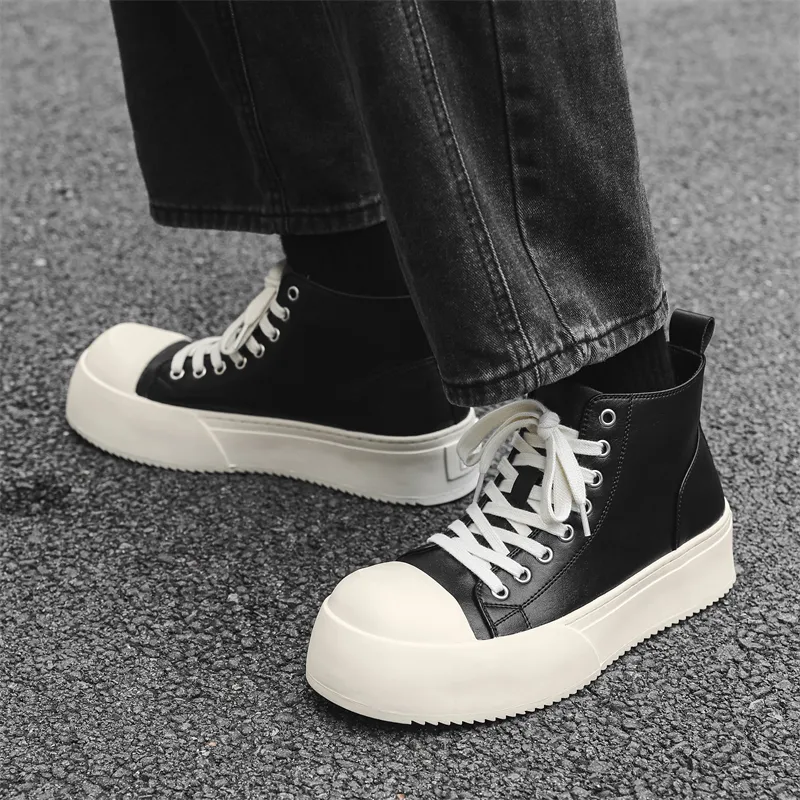Chi Wolf Abrasion-Resistant Mid-Top Skateboard Shoes Unisex Black-2