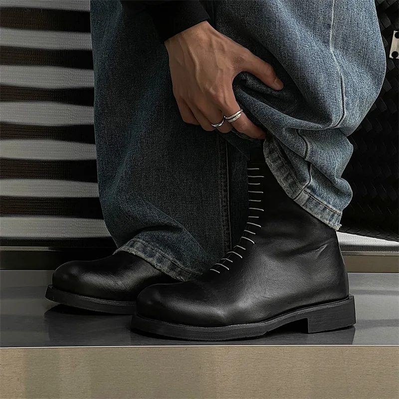 Chi Wolf Ankle Boots Men's Black-5