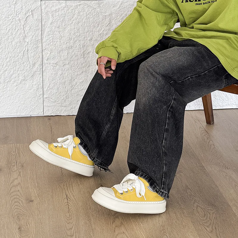 Chi Wolf Breathable Height Increase Low Top Canvas Shoes Unisex-12