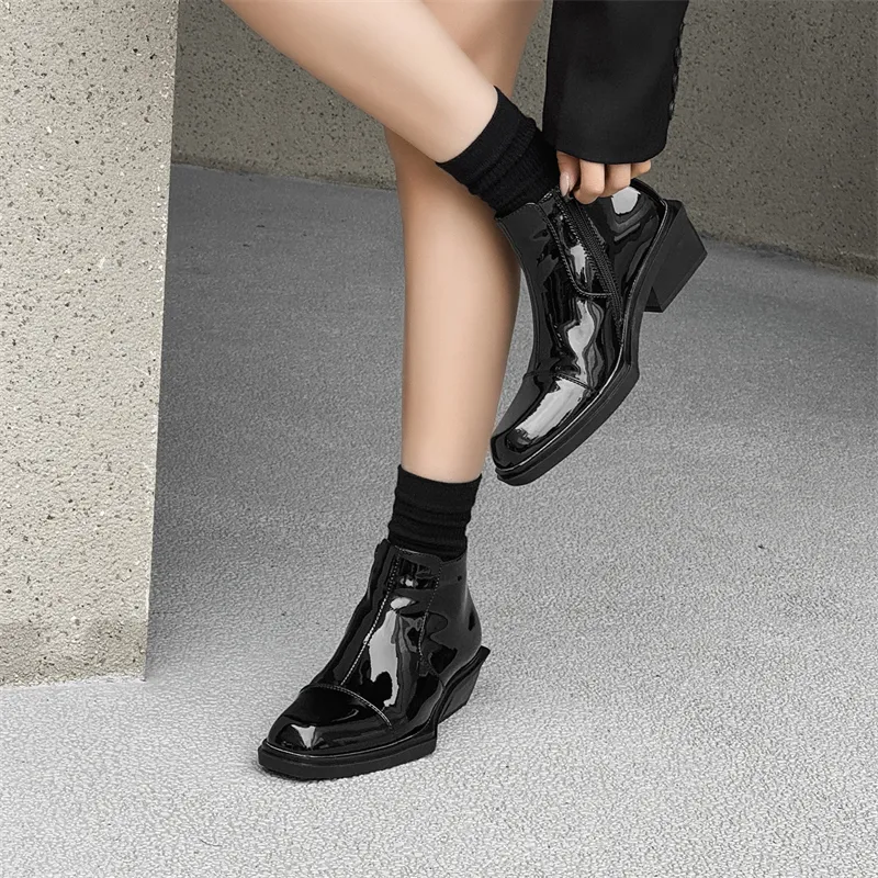 Chi Wolf Ankle Boots Women's Black-5