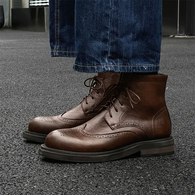 Chi Wolf Ankle Boots Men Black/Brown-2