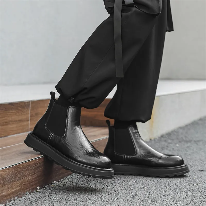 Chi Wolf Short Chelsea Boots Men Black-3