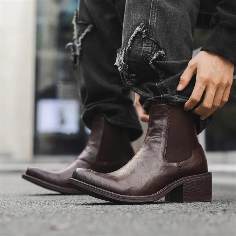 Chi Wolf Short Chelsea Boots Men's Black-16