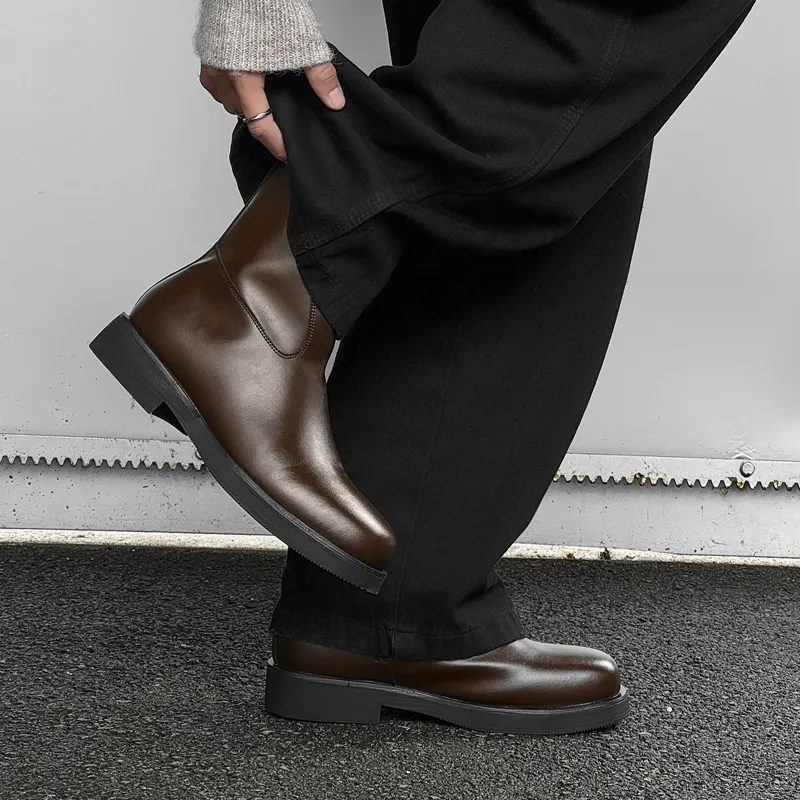 Chi Wolf Ankle Boots Men Black/Brown/Beige-11