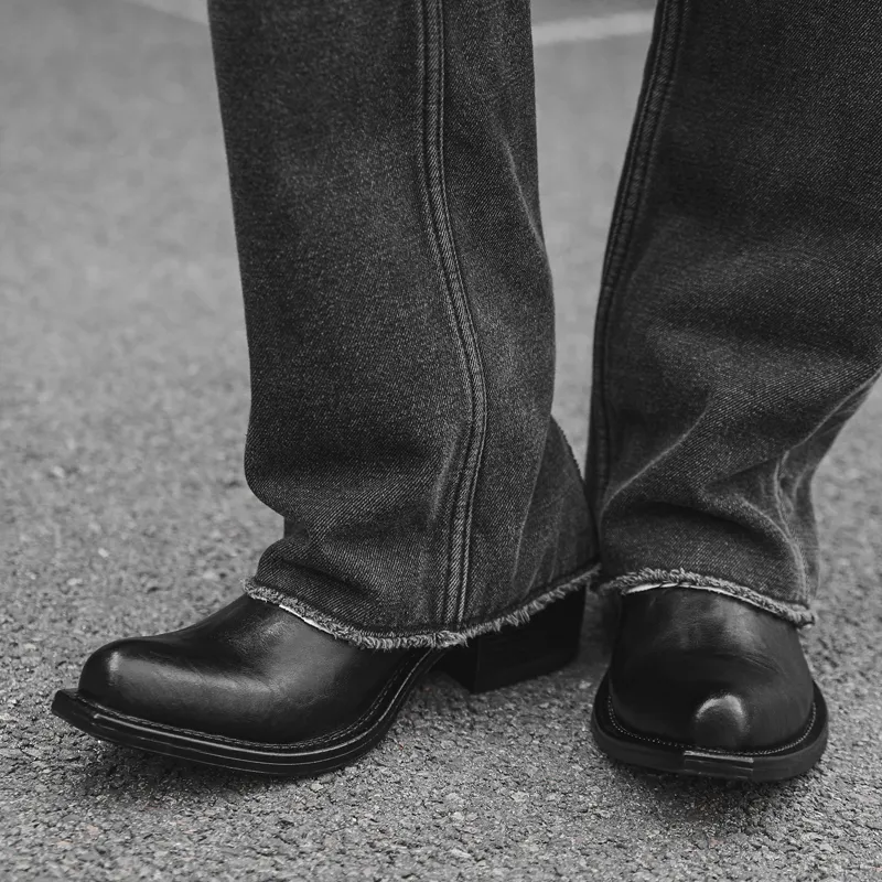 Chi Wolf Short Chelsea Boots Men's Black-9