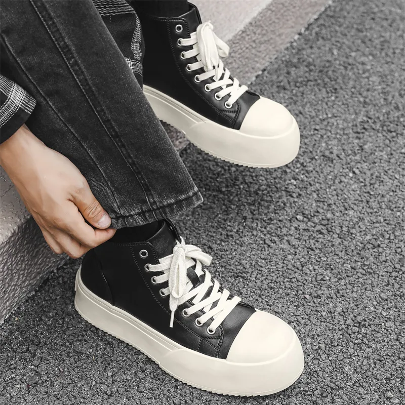 Chi Wolf Abrasion-Resistant Mid-Top Skateboard Shoes Unisex Black-6