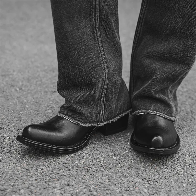 Chi Wolf Short Chelsea Boots Men's Black-12