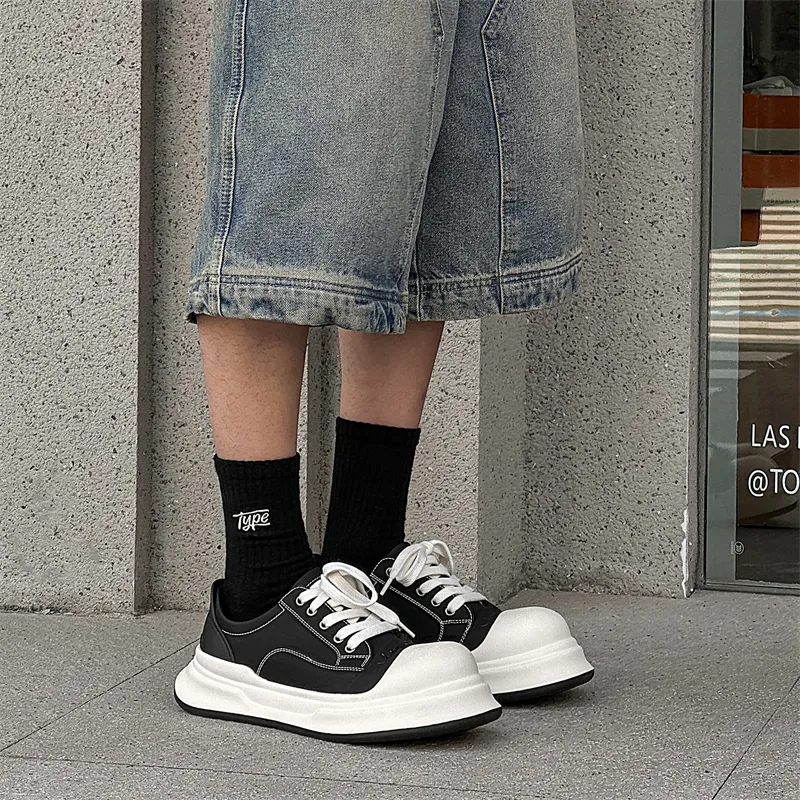 Chi Wolf Height Increasing Low Top Skateboard Shoes Men's Black-4