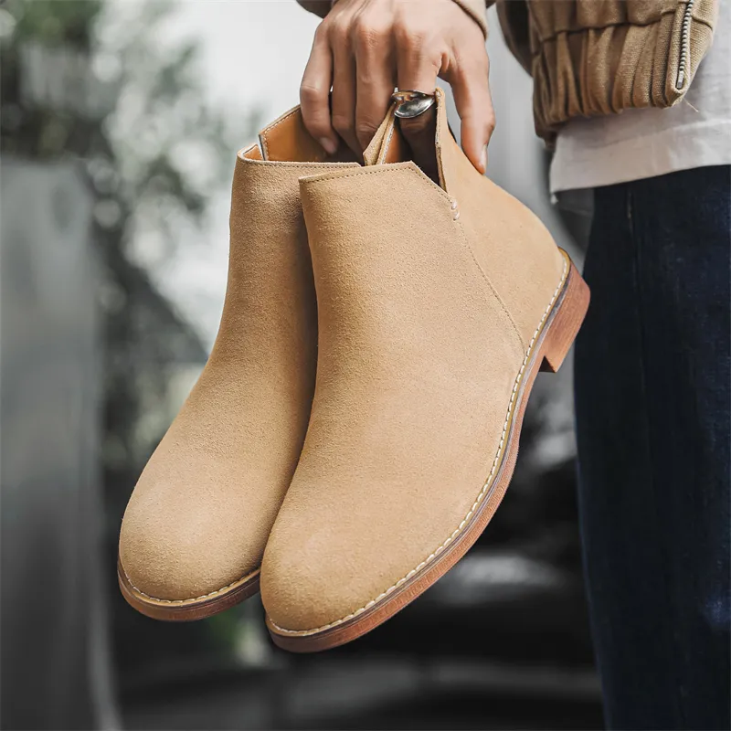 Chi Wolf Ankle Boots Men's Beige-2