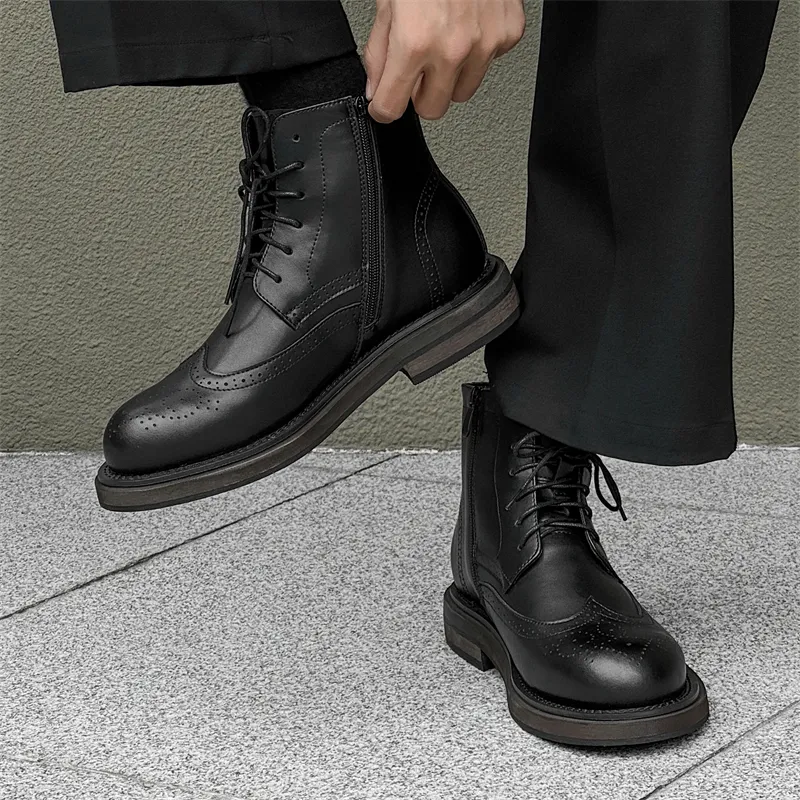 Chi Wolf Ankle Boots Men Black/Brown-13