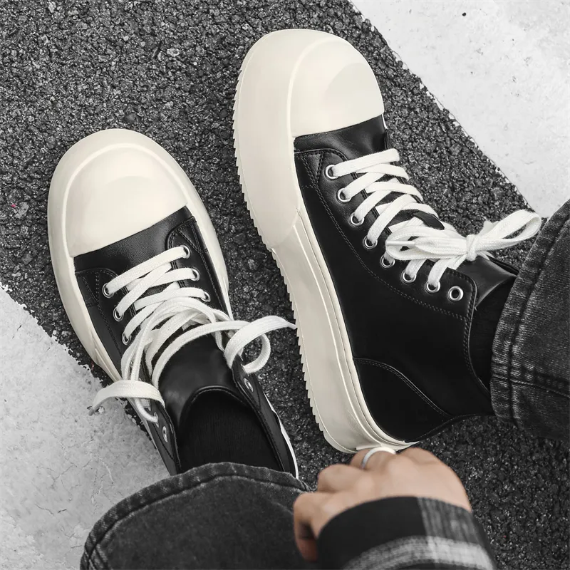 Chi Wolf Abrasion-Resistant Mid-Top Skateboard Shoes Unisex Black-4
