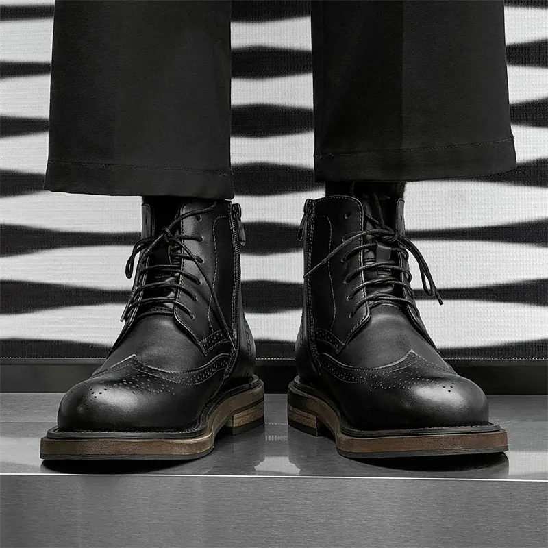 Chi Wolf Ankle Boots Men Black/Brown-10