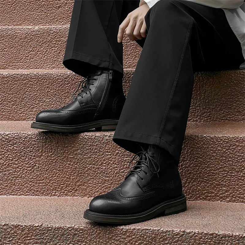 Chi Wolf Ankle Boots Men Black/Brown-11