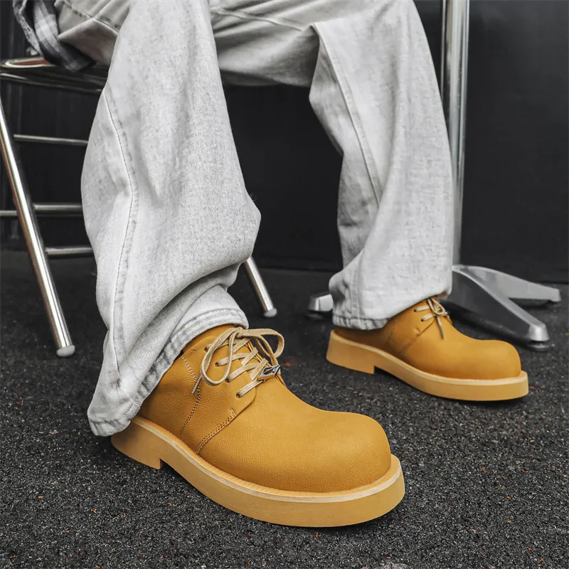 Chi Wolf Height Increasing Low-Top Casual Shoes Unisex Yellow-10